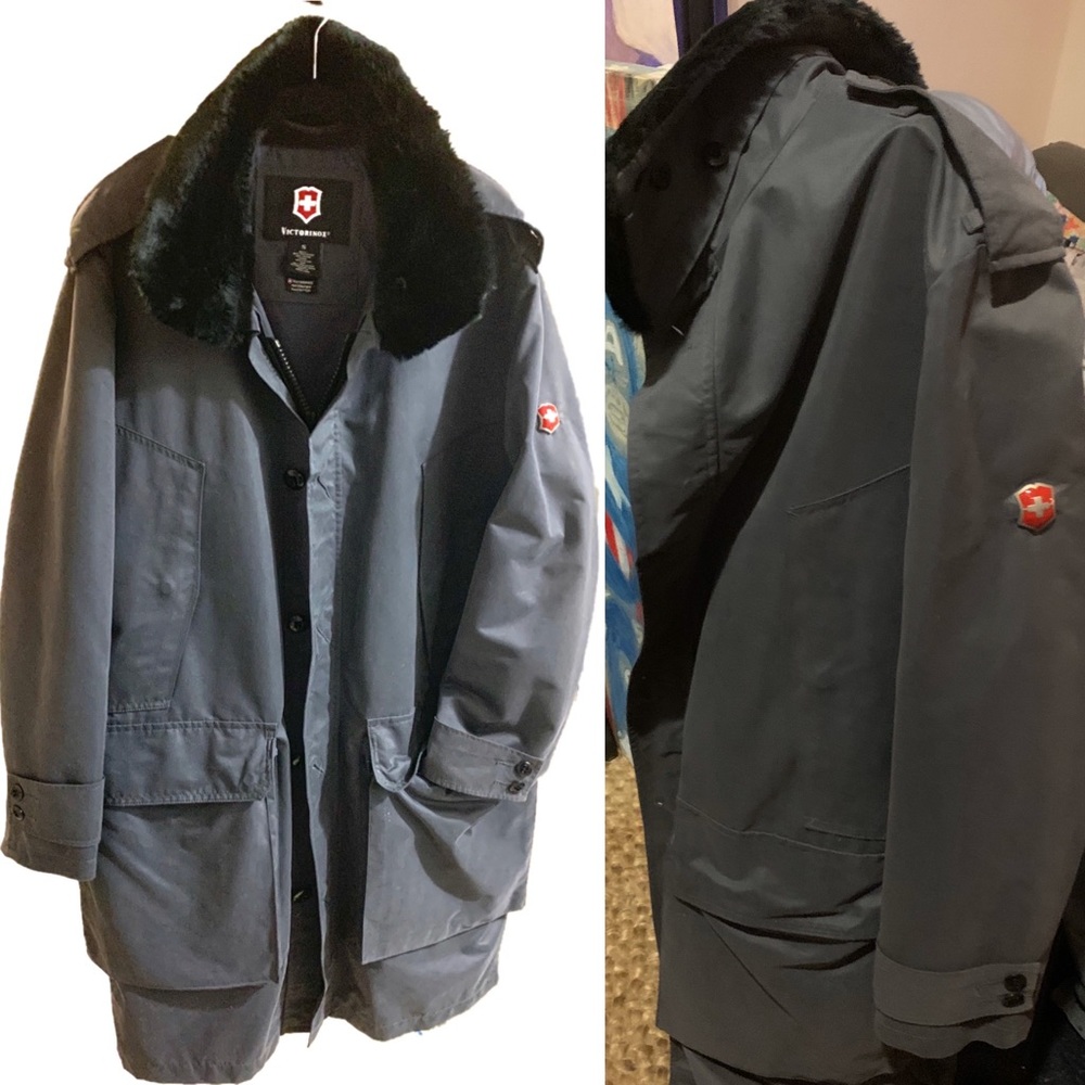 Victorinox Swiss Army Faux Fur Collar Parka Slate